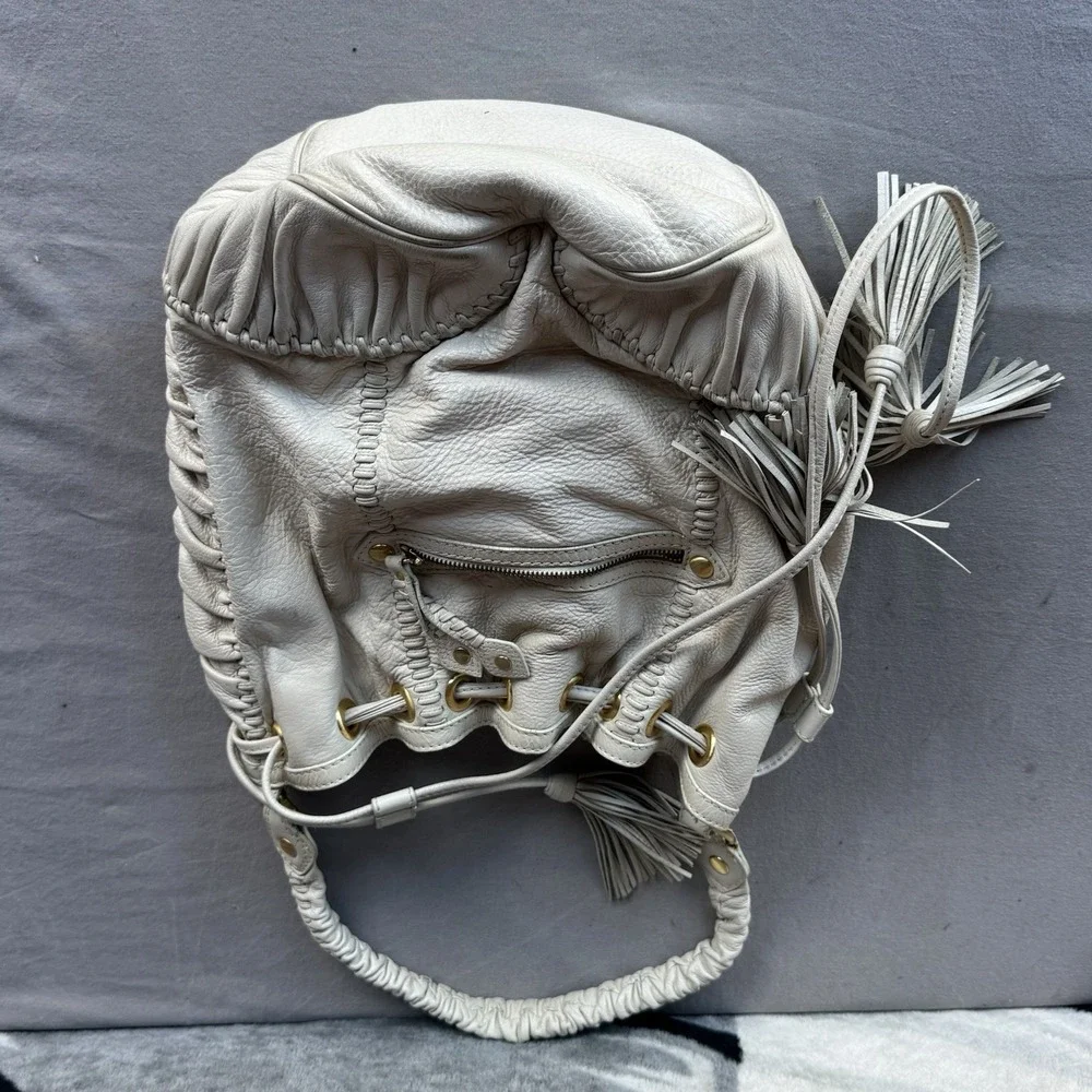 Isabella Fiore LEATHER BUCKET HOBO SHOULDER BAG DRAWSTRING